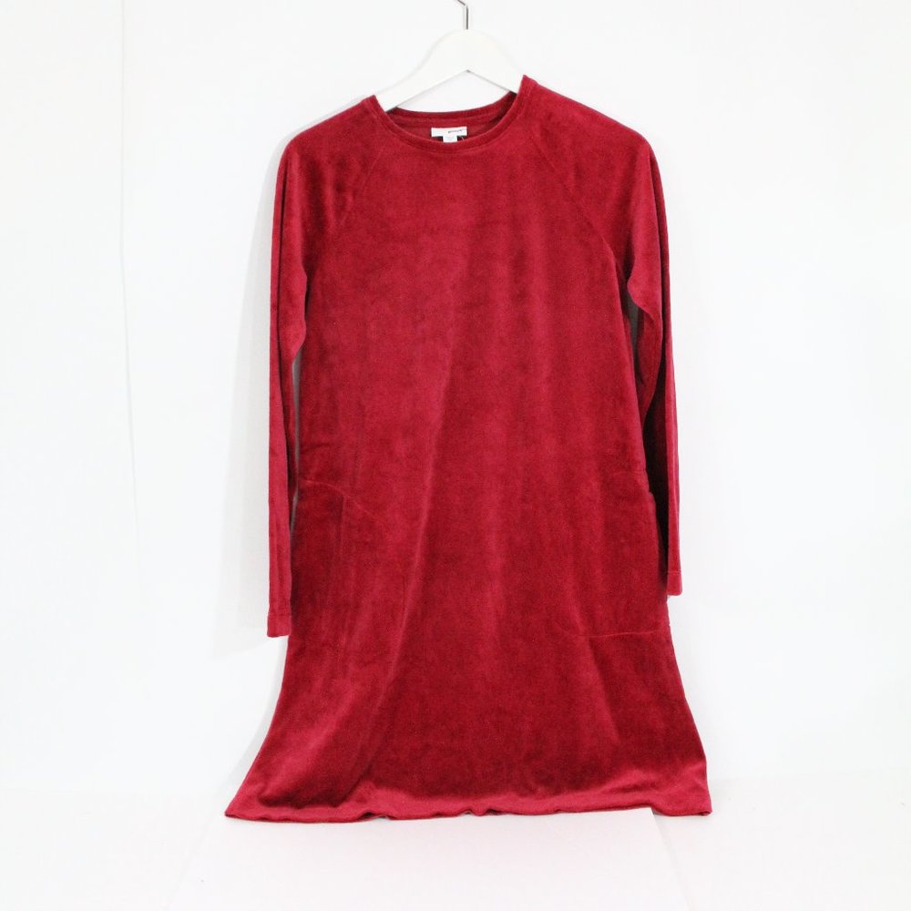 J. Jill Long Sleeve Velvet Dress Women XS NEW Pockets Red festive holiday